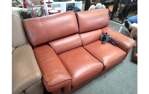 BANQUETTE CUIR 2 PLACES CUIR MARRON