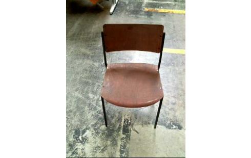 STUHL VINTAGE METALL DUNKEL HOLZ