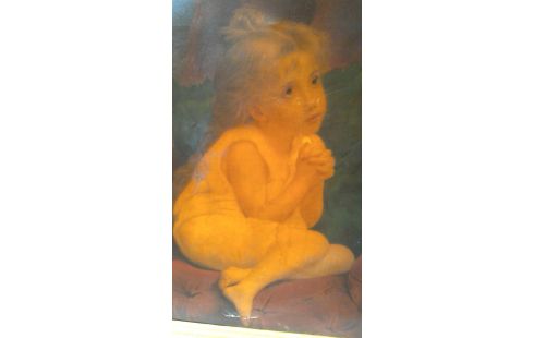 PEINTURE ENFANT, , CADRE DORE
