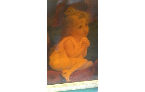 PEINTURE ENFANT, , CADRE DORE