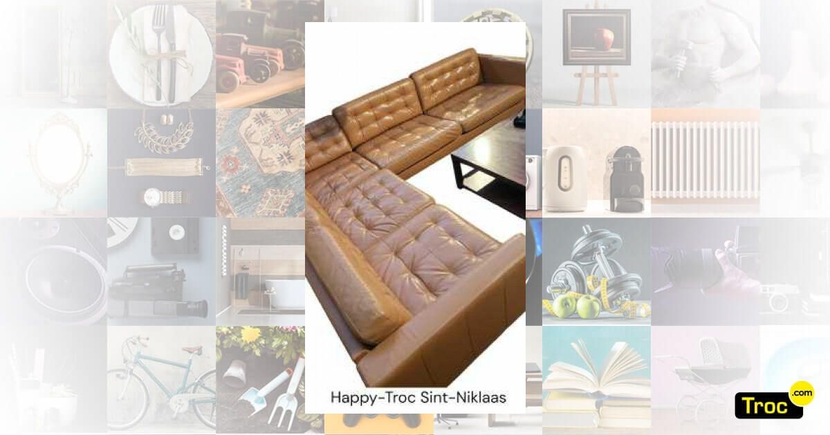 Achat SALON D'ANGLE CUIR BRUN occasion - Sint-Niklaas | Troc.com