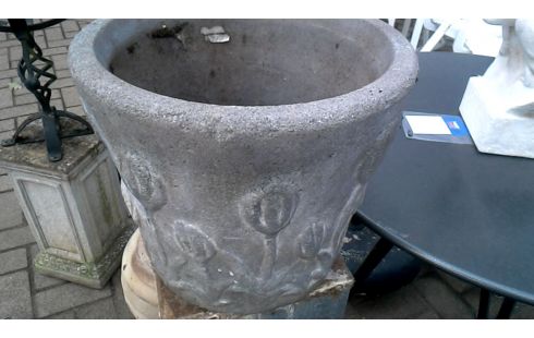 POT DE FLEURS CIMENT GRIS ROND