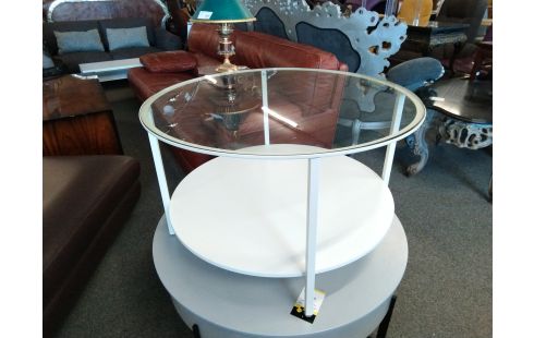 TABLE BASSE RONDE BLANCHE VERRE