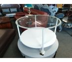 TABLE BASSE RONDE BLANCHE VERRE