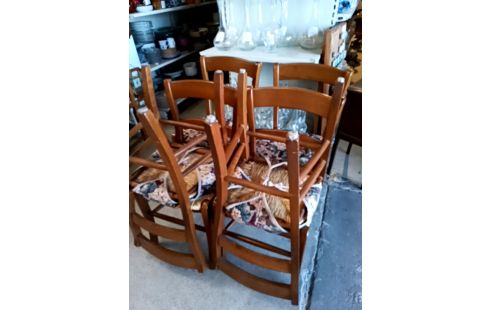 8 CHAISES PAILLE BOISERIE