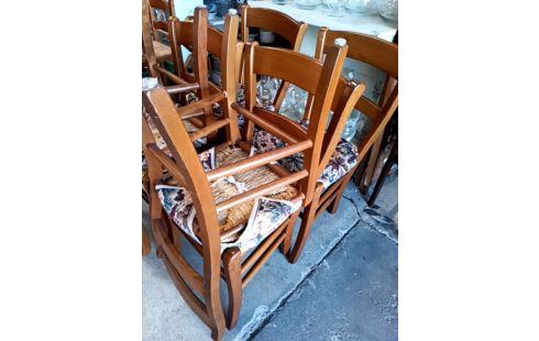 8 CHAISES PAILLE BOISERIE