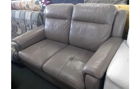 CANAPE CUIR GRIS 2P HOME CREATIONS