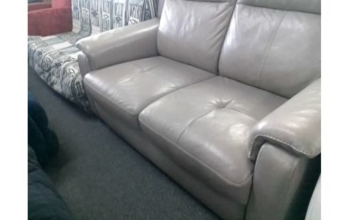 CANAPE CUIR GRIS 2P HOME CREATIONS