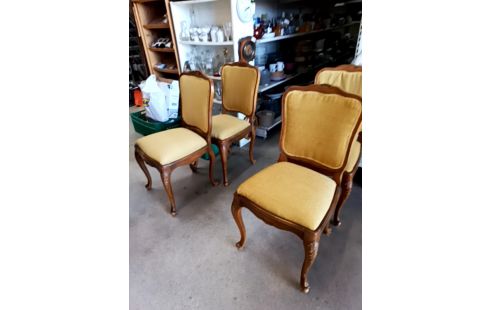 4 CHAISES VELOURS STYLE LOUIS XV
