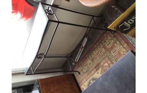 CONSOLE FER FORGÉ VERRE EN ETAT