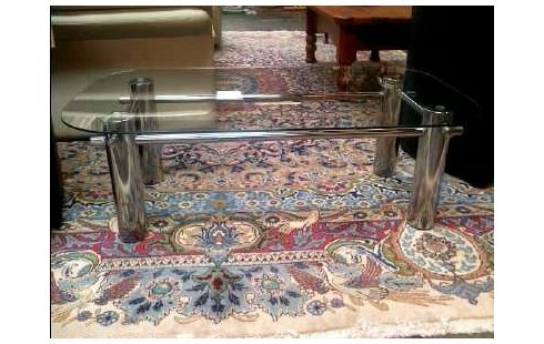 COUCHTISCH METALL CHROMF. GLASPLATTE