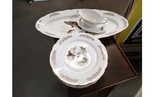 SERVICE A POISSON PORCELAINE BAVIERE