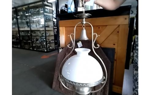 LUSTRE VERRE BLANC ET ÉTAIN