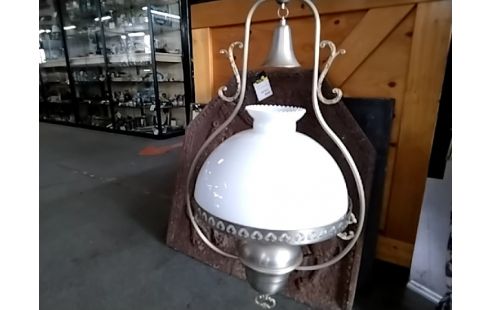 LUSTRE VERRE BLANC ET ÉTAIN