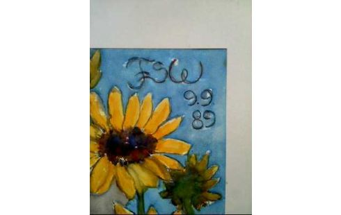 GEMÄLDE SIGN. <GESICHT ZWISCH. SONNENBLUMEN>
