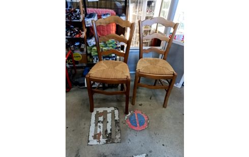 CHAISE BOIS ET PAILLE LA PAIRE