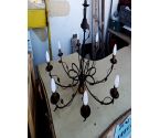 LUSTRE 8 BRANCHES MÉTAL DECO FEUILLES