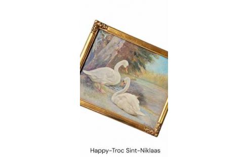 SCHILDERIJ ZWANEN GESIGNEERD FL.HOSTE