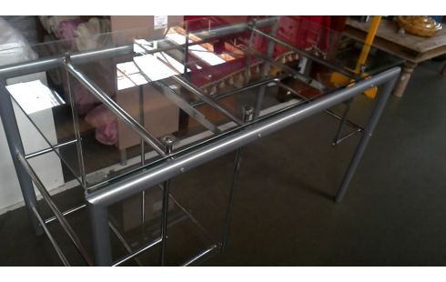 BUREAU, , TABLE INFORMATIQUE METAL GLACE