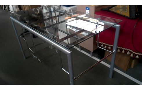 BUREAU, , TABLE INFORMATIQUE METAL GLACE