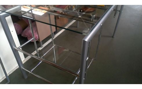 BUREAU, , TABLE INFORMATIQUE METAL GLACE