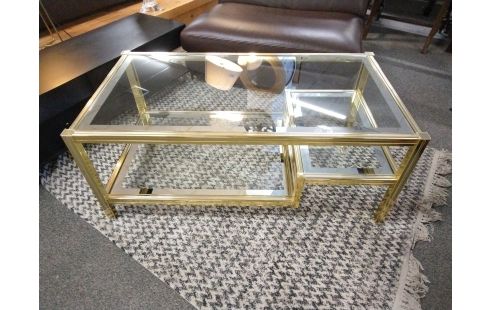 TABLE BASSE DORÉE VERRE
