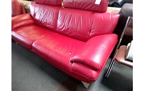 CANAPE CUIR 3 PLACES MODERNE ROUGE L215CM