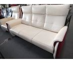 CANAPE CUIR BLANC ET NUBUCK ROUGE 3 PLACES  +1 FAUTEUIL CHATEAU