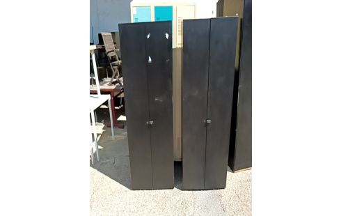 ARMOIRETTE 2 PORTES NOIRE ÉTAGÈRES