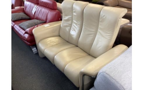 CANAPE RELAX MANUEL STRESSLESS CUIR BEIGE 2 PLACES