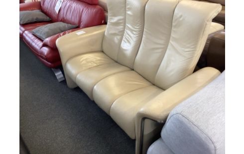 CANAPE RELAX MANUEL STRESSLESS CUIR BEIGE 2 PLACES