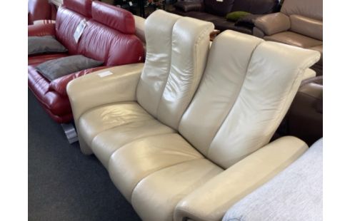 CANAPE RELAX MANUEL STRESSLESS CUIR BEIGE 2 PLACES