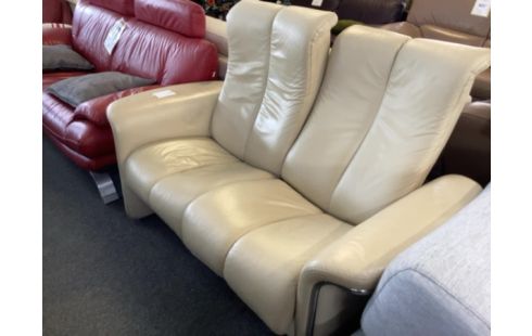 CANAPE RELAX MANUEL STRESSLESS CUIR BEIGE 2 PLACES