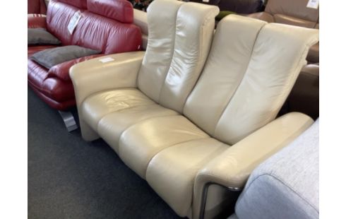 CANAPE RELAX MANUEL STRESSLESS CUIR BEIGE 2 PLACES