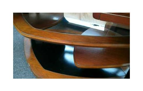 TABLE BASSE BOIS ET VERRE MERISIER
