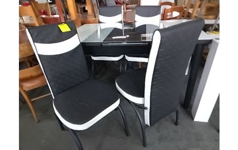 LOT DE 4 CHAISES NOIRES BLANCHES