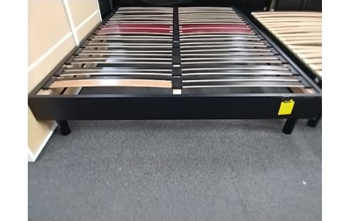 SOMMIER A LATTES 140X190 NOIR AVEC PIEDS