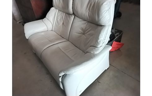 CANAPE CUIR BLANC 2 PLACES
