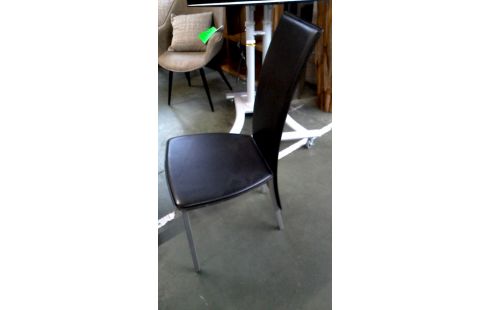 4 CHAISES NOIR SIMILI CUIR GRIS METAL