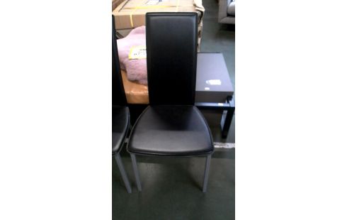 4 CHAISES NOIR SIMILI CUIR GRIS METAL