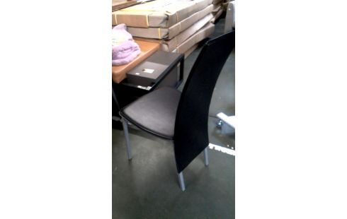 4 CHAISES NOIR SIMILI CUIR GRIS METAL