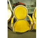 FAUTEUIL STYLE LOUIS XVI VELOURS JAUNE