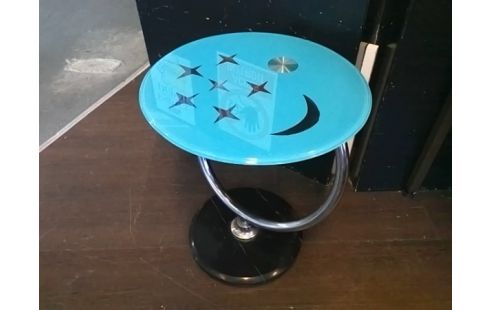 TABLE D'APPOINT VERRE BLEUE