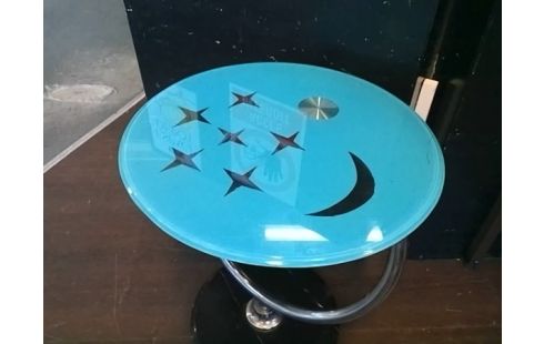 TABLE D'APPOINT VERRE BLEUE