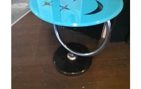 TABLE D'APPOINT VERRE BLEUE