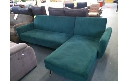 CANAPE D'ANGLE VELOURS VERT CONVERTIBLE BANQUETTE