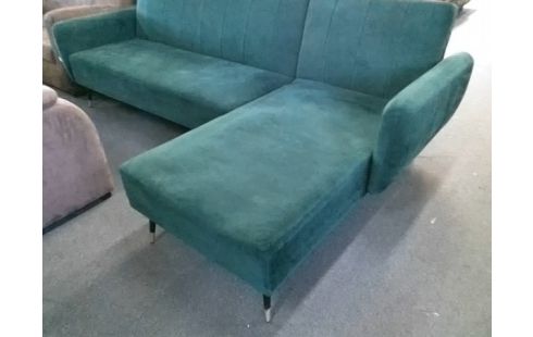 CANAPE D'ANGLE VELOURS VERT CONVERTIBLE BANQUETTE