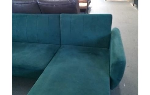 CANAPE D'ANGLE VELOURS VERT CONVERTIBLE BANQUETTE