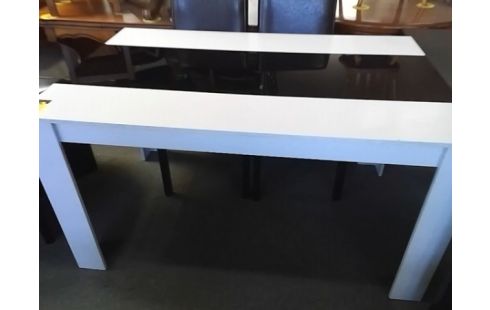 TABLE BOIS BLANCHE AVEC VERRE NOIR