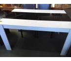 TABLE BOIS BLANCHE AVEC VERRE NOIR